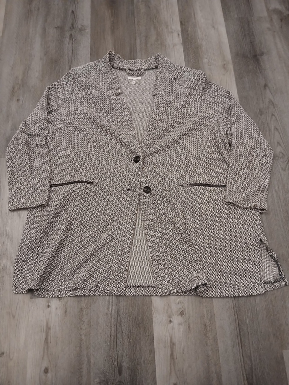Maurices Black & White Patterned Open Front Blazer